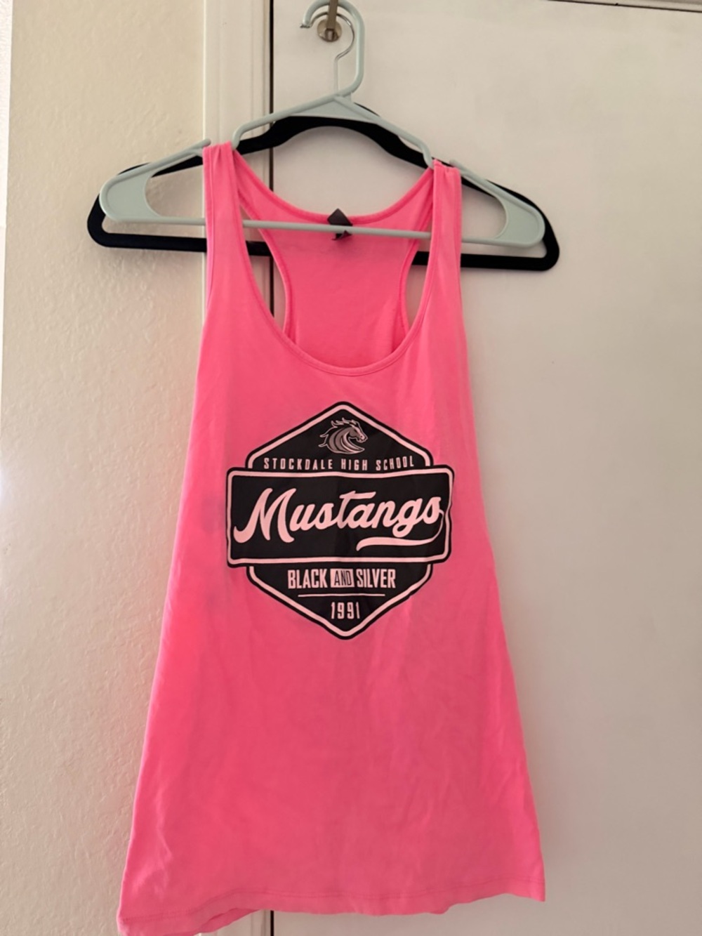 District Pink Mustangs Graphic Racerback Tank